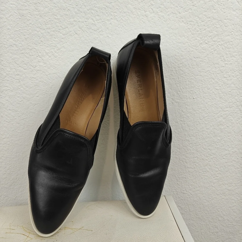 Everlane Mens Street Loafer Shoes Black Pointed Toe Low Top Slip Ons 8.5